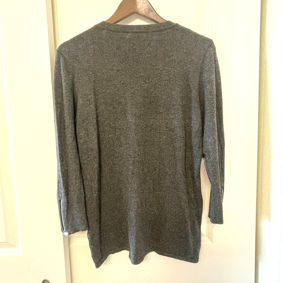 Calvin Klein Women's Lace Up Gray 3/4 Sleeves Knit Top Pullover Sweater Size M - Picture 2 of 8